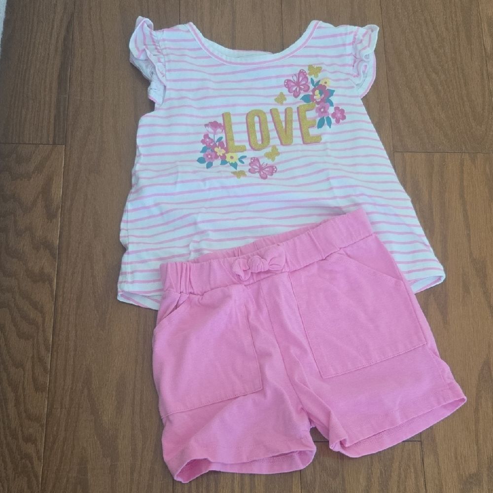 Little Lass Pink and White Kids Matching Set